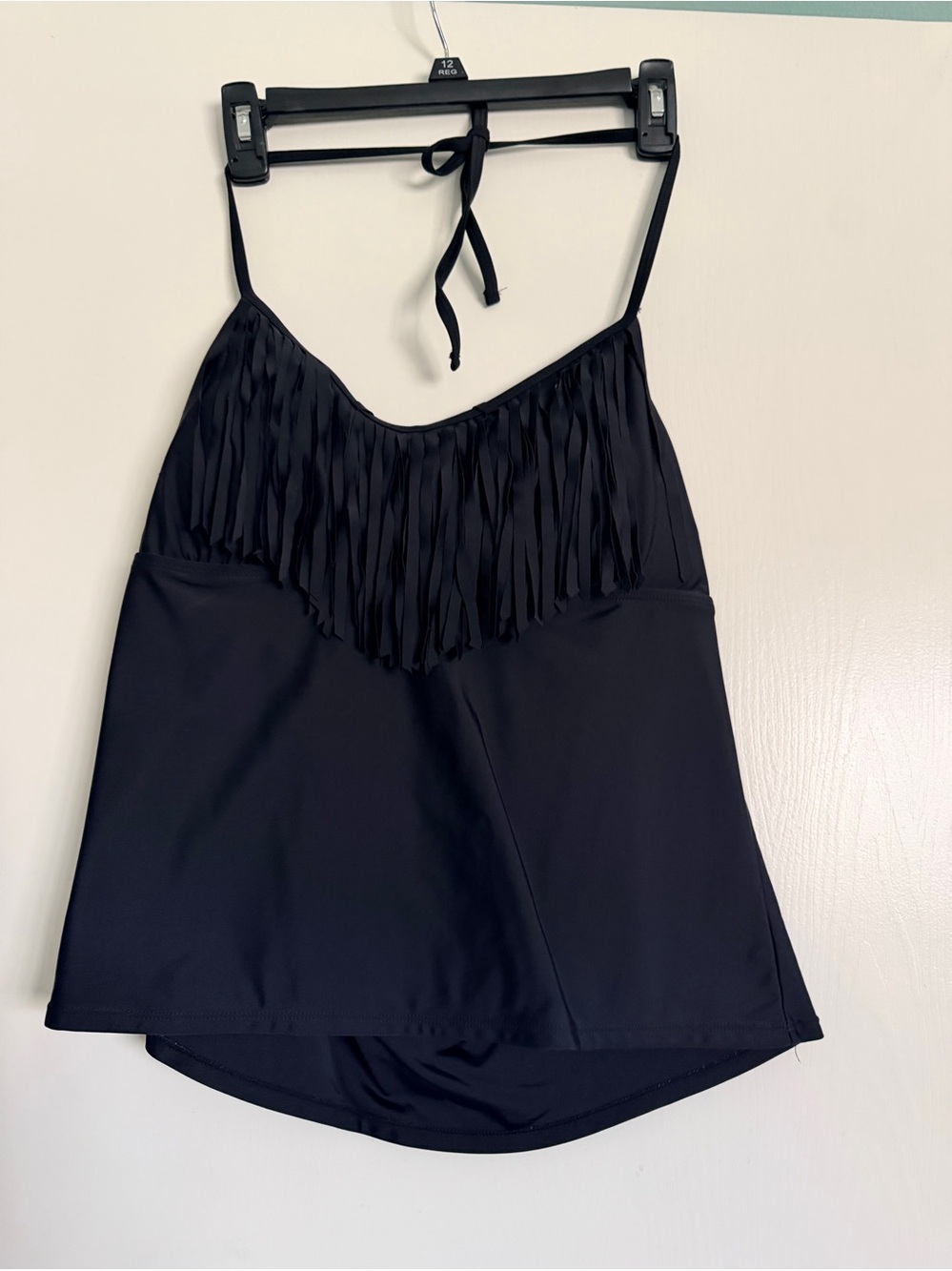 Catalina Black Fringe Tankini Swim Top XL 16-18 (Fits More Like 12-14) EUC